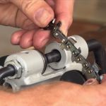 Filing- and sharpening tool, rivet spinner, chainbreaker